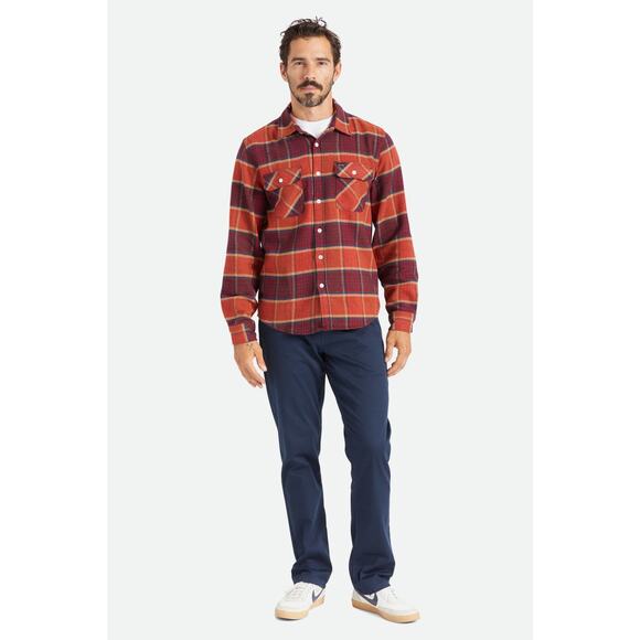 Brixton Men’s Bowery Button Down Flannel Standard Fit Size: Medium Navy Orange - Picture 9 of 9